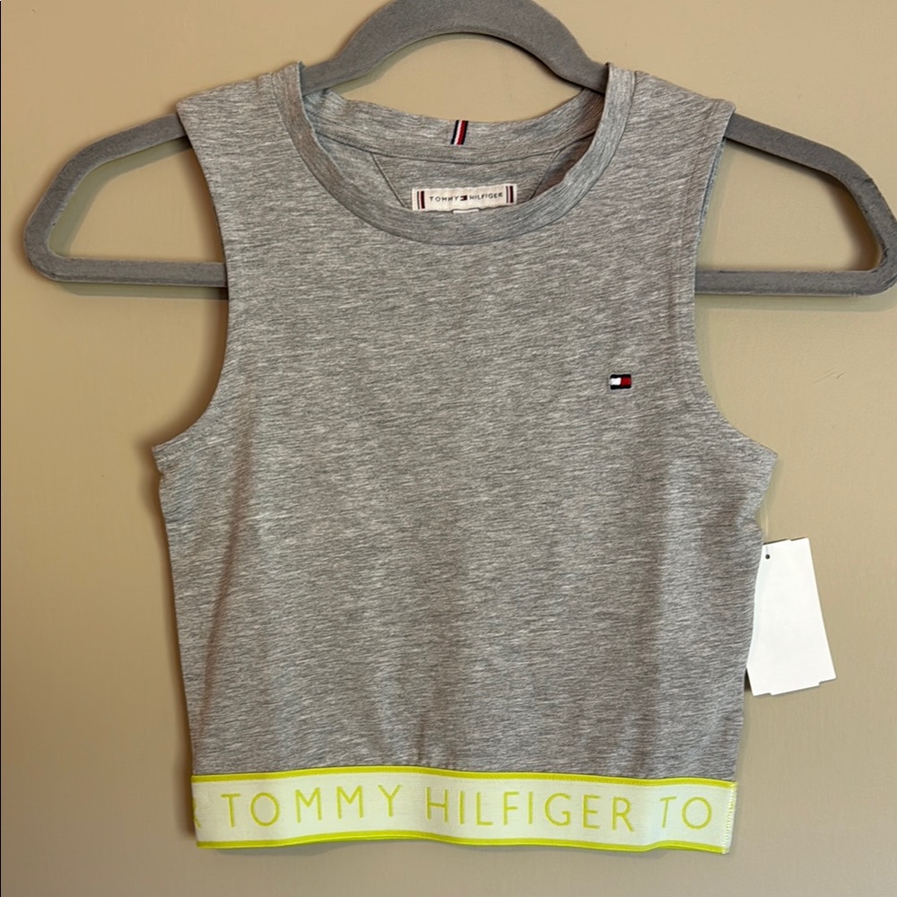 NWT- Tommy Hilfiger girls grey tank top with yellow trim- size M (8/10)